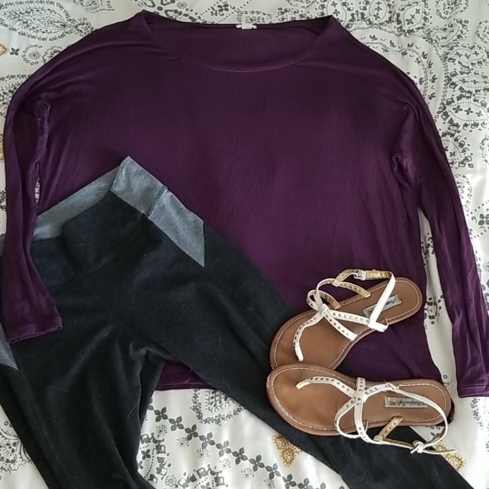 Oversized Flowy Purple Long Sleeve T-shirt